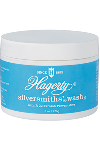 Hagerty Silversmiths' Wash: a professional silver polish paste that cleans, polishes, and prevents tarnish on sterling, silver plate, and gold.