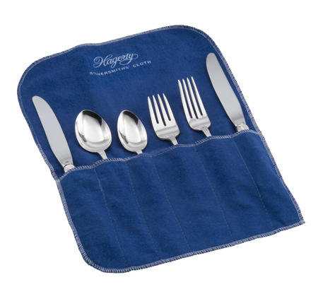 Hagerty 6 piece Place Setting Roll: Tarnish preventing storage for six pieces of sterling, silver plate, or gold silverware.