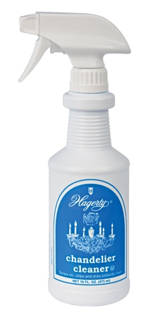 Hagerty Chandelier Cleaner: Simply spray on to chandelier, and allow to drip and dry. No wiping or rubbing!