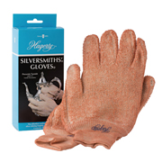 Hagerty Silversmiths' Gloves: machine washable gloves treated with tarnish preventing Hagerty Silversmiths' Polish. Retreat after washing.